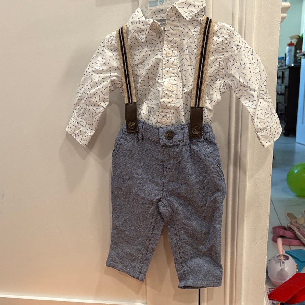 The Children's Place White and Blue Kids Matching Set